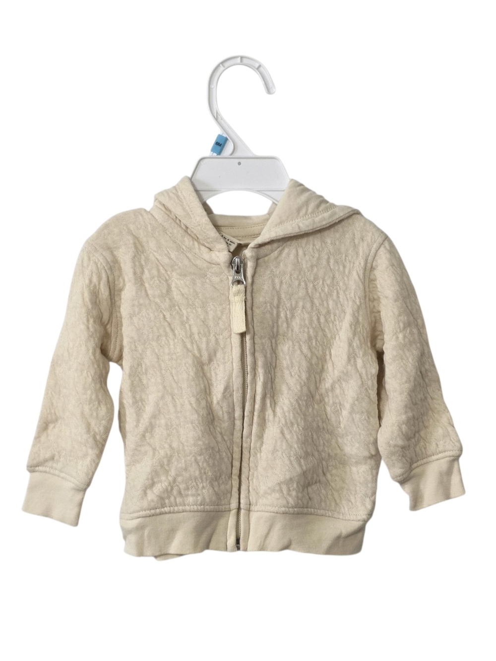 Plush Cotton Burt's Bees Baby Cream Quilted Zip Hoodie Jacket